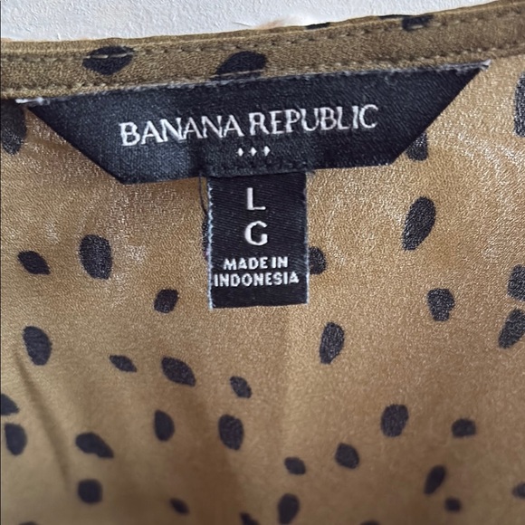 Banana Republic Women's Olive Green with Polka Dot Blouse L - Picture 2 of 5